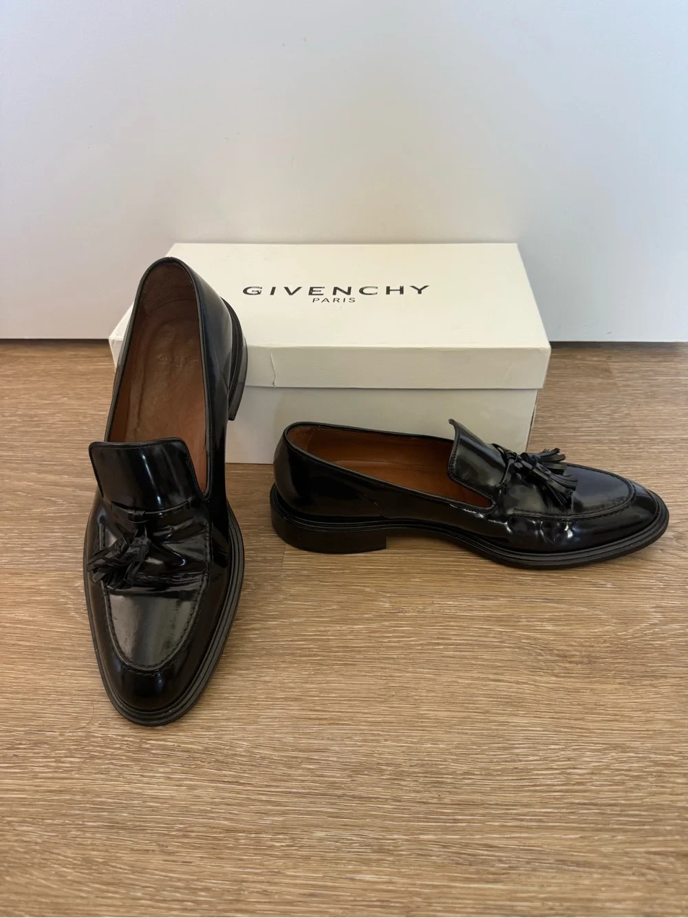 Givenchy Black Patent Leather Tassel Loafers